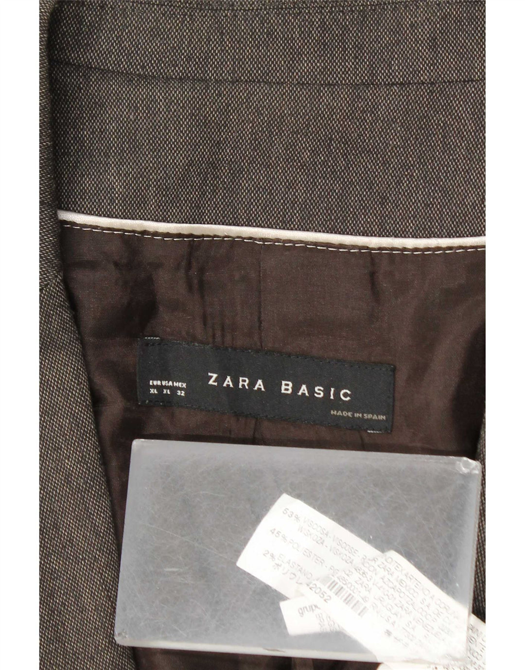 Zara Womens 1 Button Blazer Jacket UK 18 XL Grey Viscose