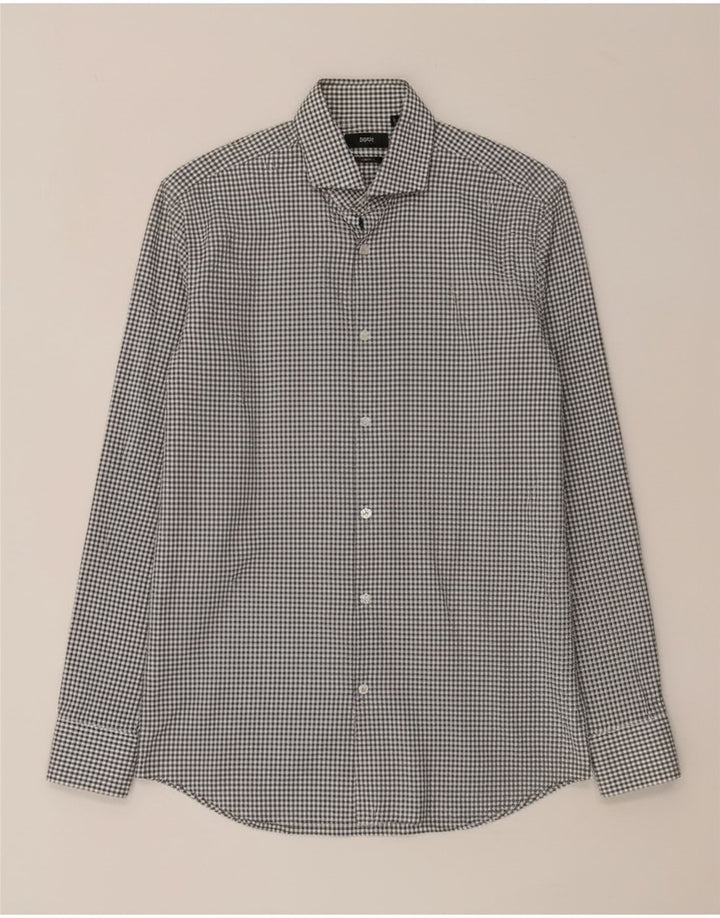 Hugo Boss Mens Slim Fit Shirt Size 38 15 Medium White Check