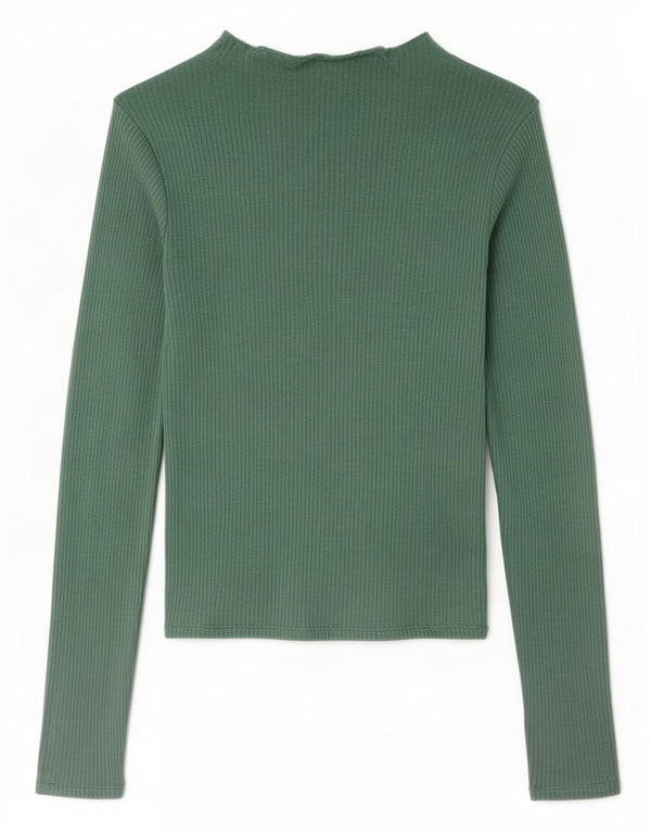 Topshop Womens Top Long Sleeve UK 6 XS Green Viscose