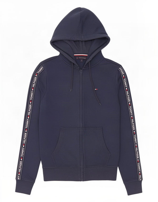 Tommy Hilfiger Mens Graphic Zip Hoodie Sweater Small Navy Blue Cotton