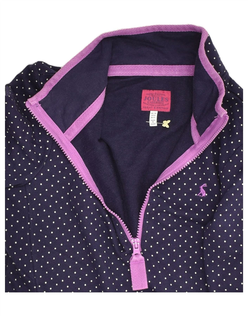 JOULES Womens Zip Neck Sweatshirt Jumper UK 10 Small  Purple Polka Dot | Vintage Joules | Thrift | Second-Hand Joules | Used Clothing | Messina Hembry 