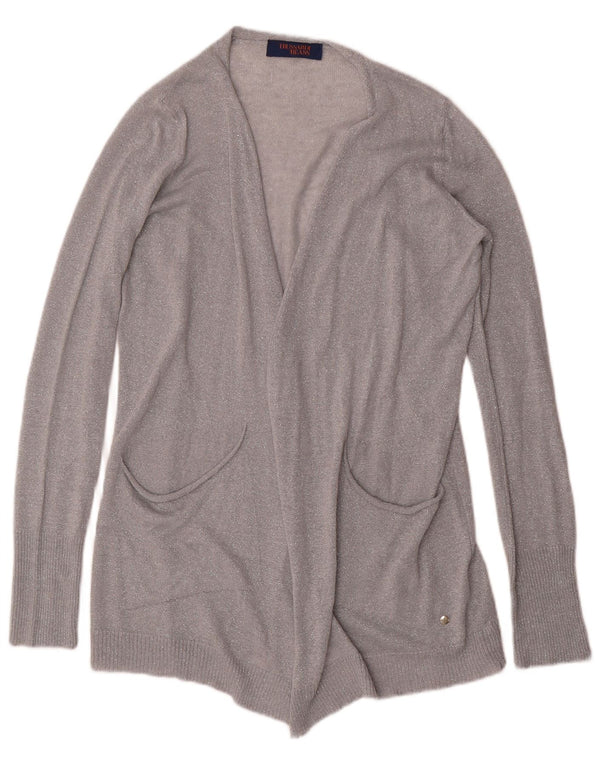 Trussardi Jeans Womens Oversized Cardigan Sweater UK 6 XS Silver Flecked