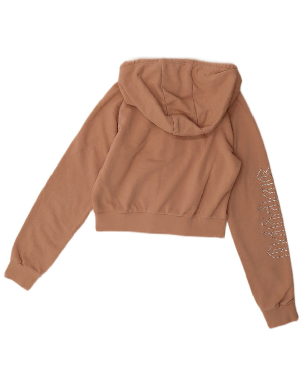 Adidas Womens Crop Graphic Zip Hoodie Sweater UK 10 Small Pink