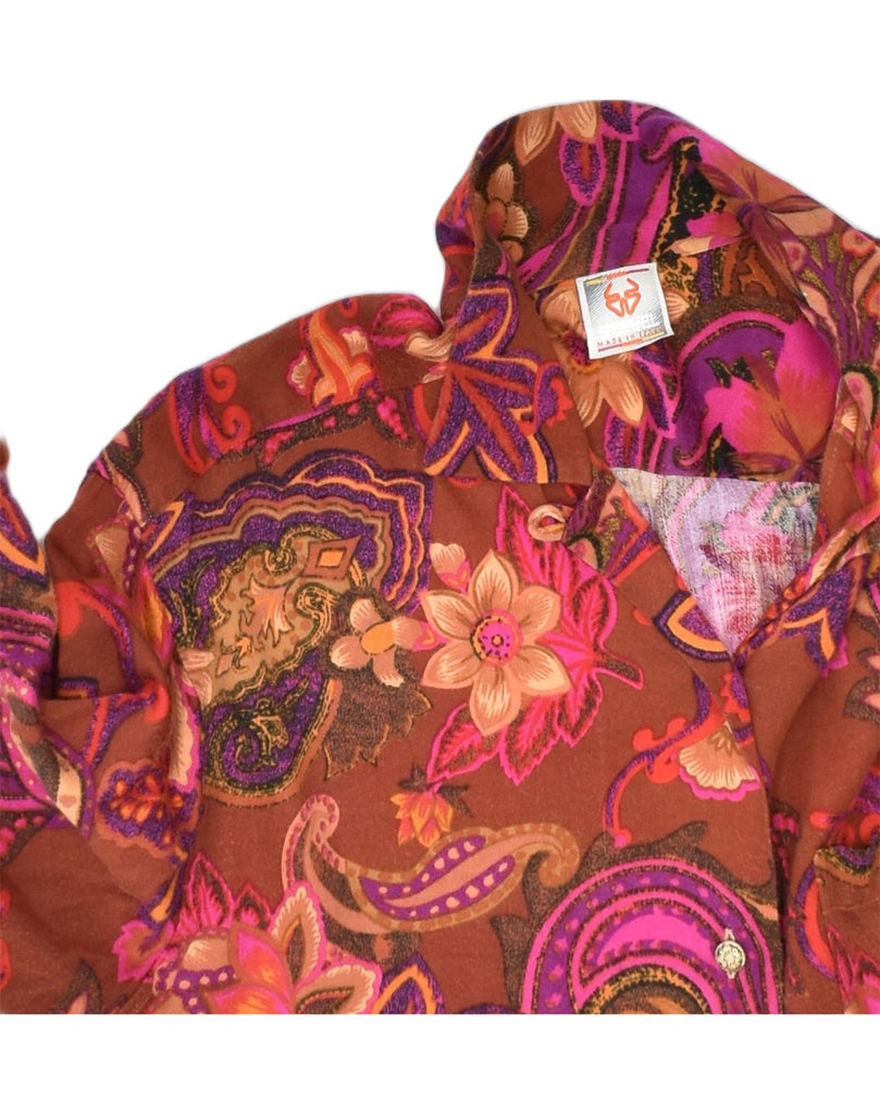 STEFANEL Womens Shirt Blouse UK 14 Large Multicoloured Floral Viscose | Vintage Stefanel | Thrift | Second-Hand Stefanel | Used Clothing | Messina Hembry 