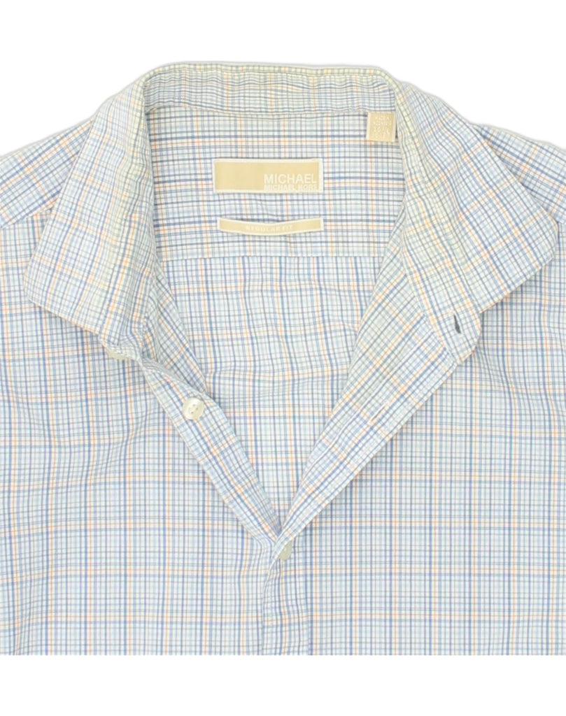 MICHAEL KORS Mens Regular Fit Shirt Size 16 1/2 Large Blue Check Cotton | Vintage Michael Kors | Thrift | Second-Hand Michael Kors | Used Clothing | Messina Hembry 