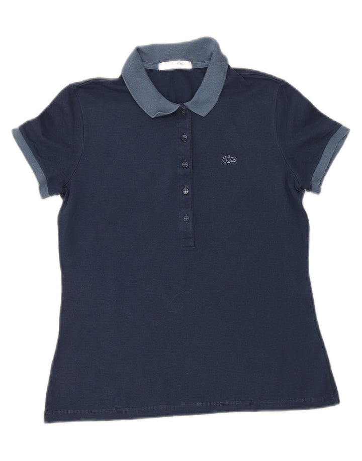 LACOSTE Womens Polo Shirt Size 40 Medium Navy Blue Colourblock Cotton Vintage Lacoste and Second-Hand Lacoste from Messina Hembry 