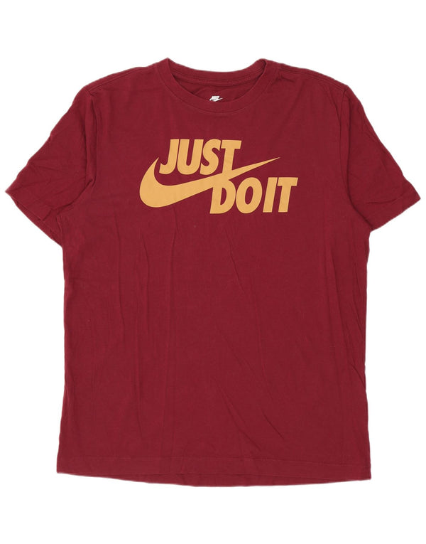 NIKE Mens Graphic T-Shirt Top Medium Burgundy Cotton