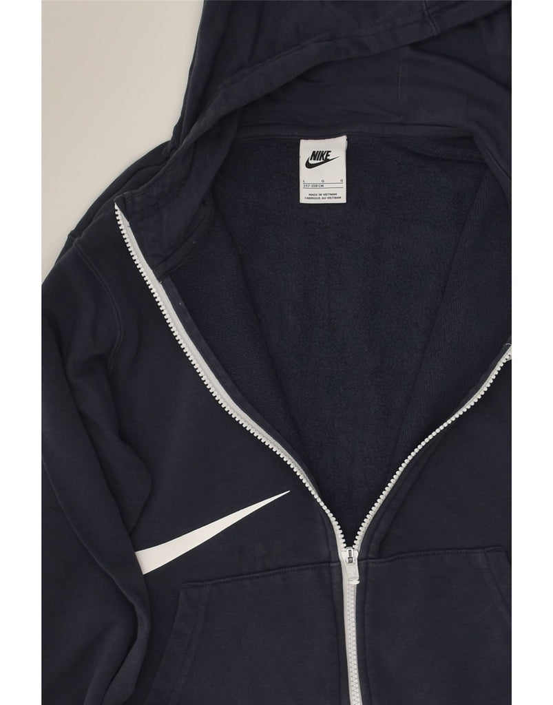 NIKE Boys Graphic Zip Hoodie Sweater 12-13 Years Large  Navy Blue Cotton | Vintage Nike | Thrift | Second-Hand Nike | Used Clothing | Messina Hembry 