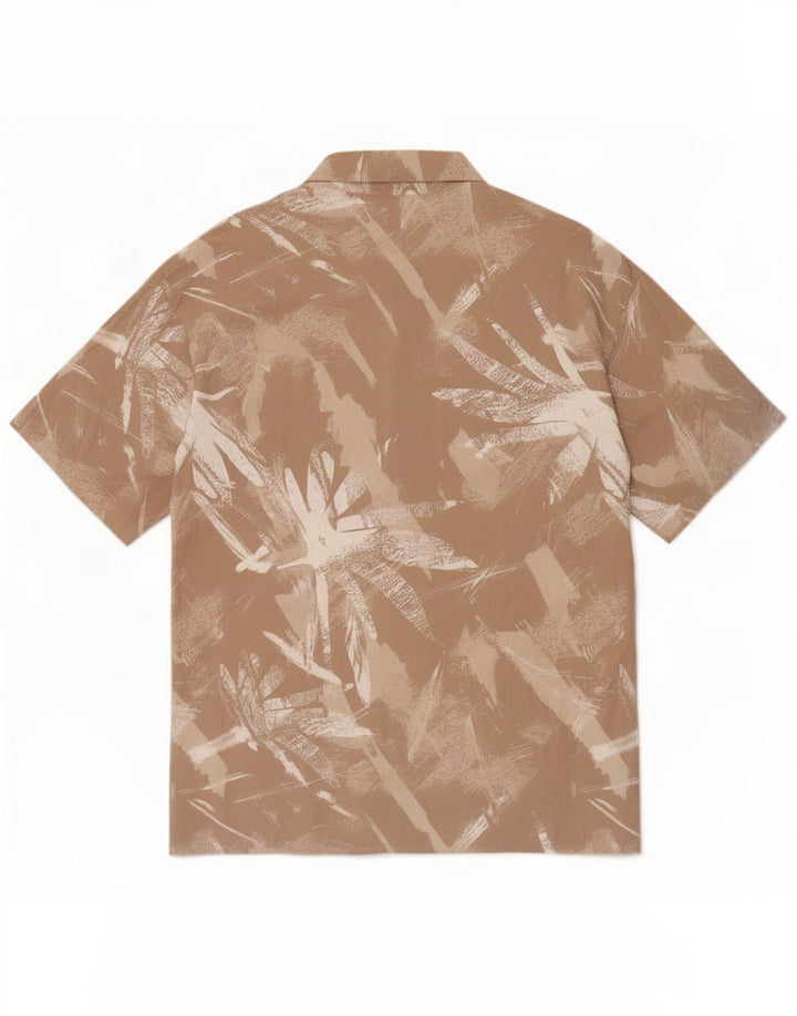 Jack & Jones Mens Abstract Pattern Short Sleeve Shirt Medium Beige Viscose