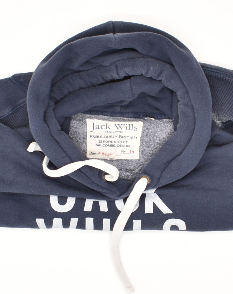 JACK WILLS Womens England Graphic Hoodie Jumper UK 14 Large  Navy Blue | Vintage Jack Wills | Thrift | Second-Hand Jack Wills | Used Clothing | Messina Hembry 