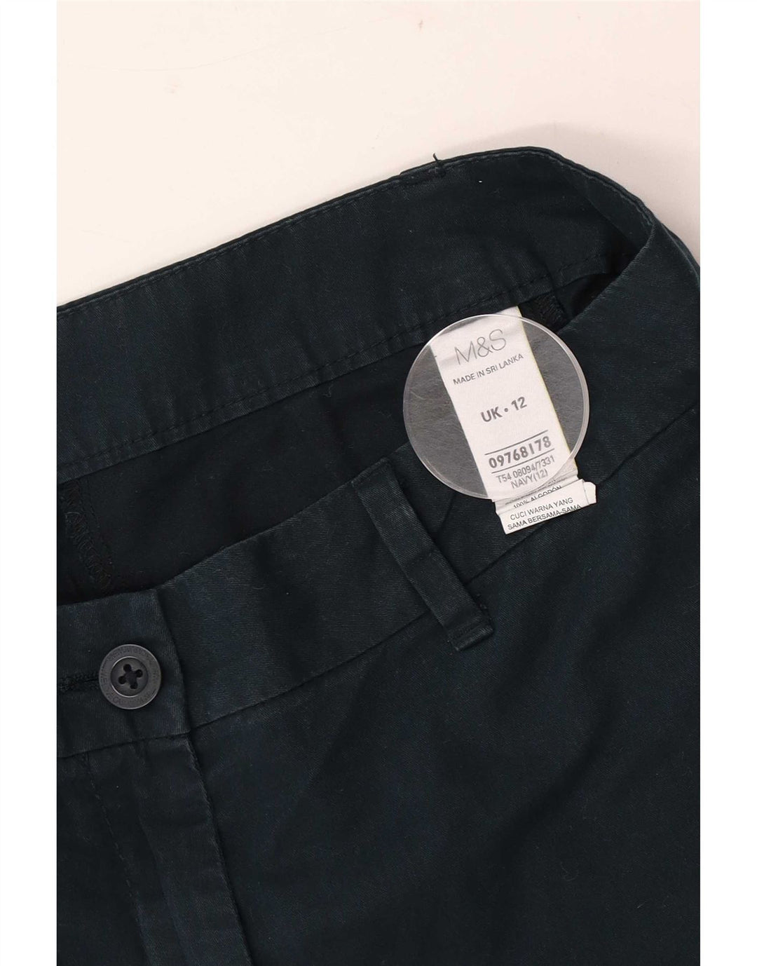 Marks & Spencer Womens Chino Shorts UK 12 Medium W30  Navy Blue Cotton