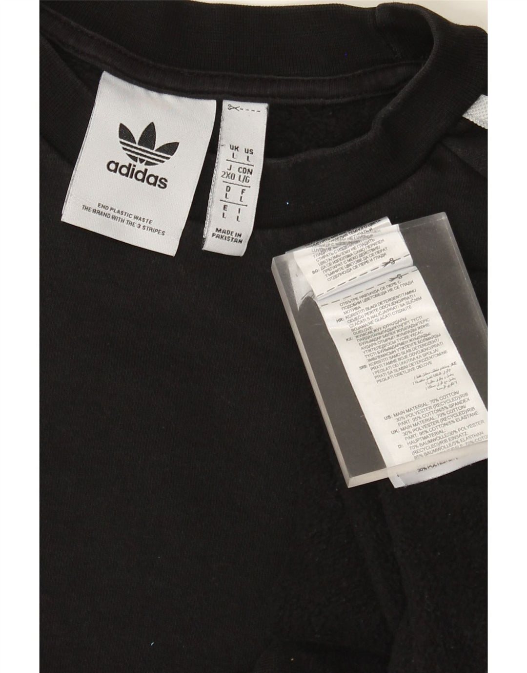 Adidas Mens Sweatshirt Jumper Large Black Cotton