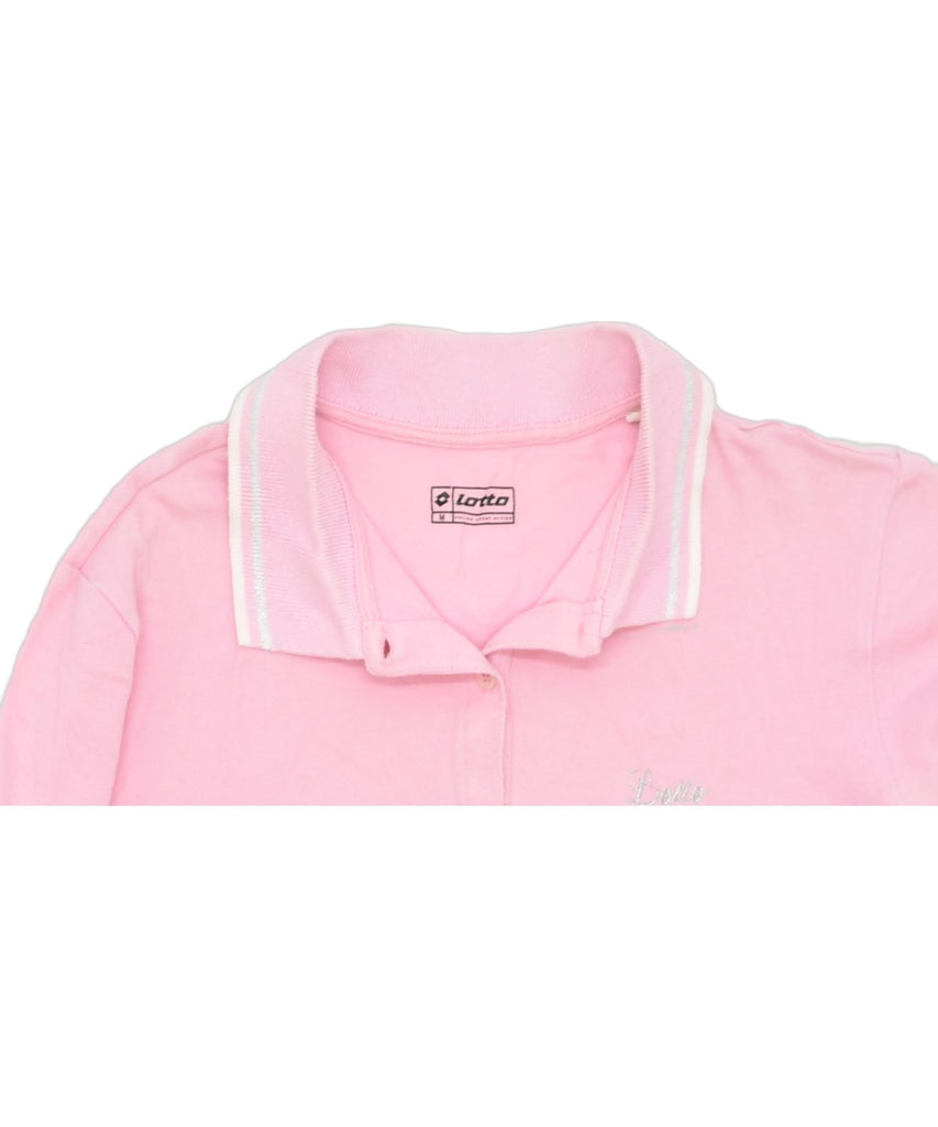 LOTTO Womens Polo Shirt UK 12 Medium Pink Cotton | Vintage | Thrift | Second-Hand | Used Clothing | Messina Hembry 