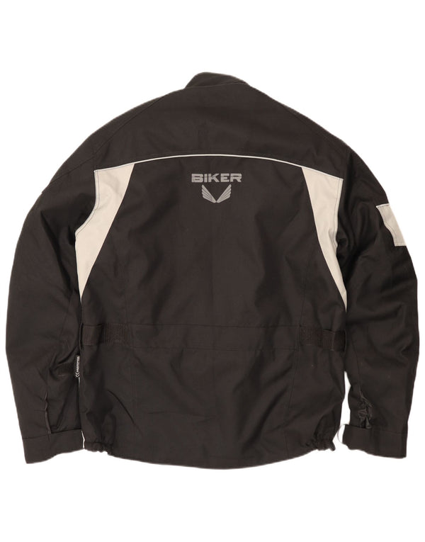 Biker  Mens Biker Racer Jacket Size 50  Medium Black Colourblock Polyester