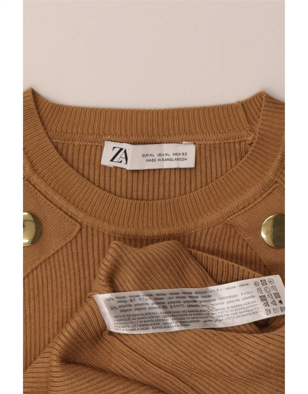 Zara Womens Top Long Sleeve UK 18 XL Beige Viscose