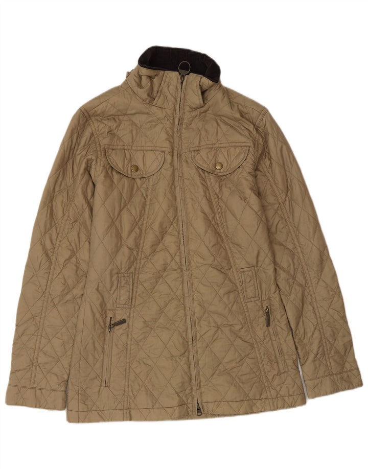 Barbour Womens Quilted Jacket UK 8 Small Beige Polyamide