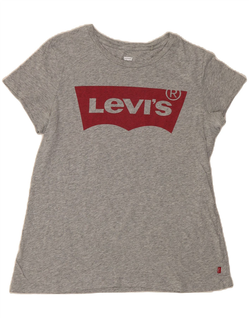 LEVI'S Womens Graphic T-Shirt Top UK 14 Medium Grey Flecked Vintage Levi's and Second-Hand Levi's from Messina Hembry 