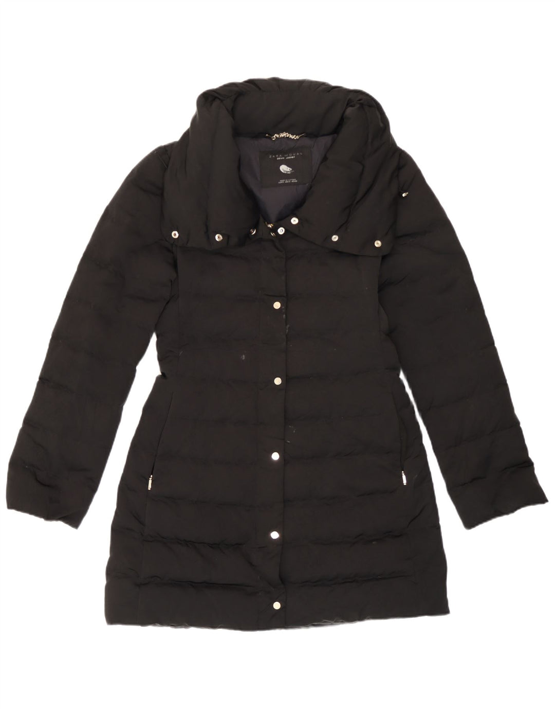 Zara Womens Padded Jacket UK 10 Small Black Nylon