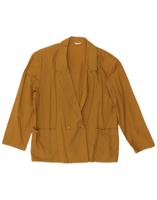 C & A Womens Double Breasted Blazer Jacket EU 44 XL Yellow Cotton