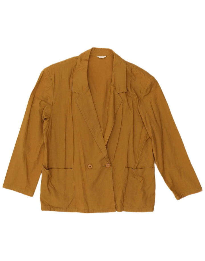 C & A Womens Double Breasted Blazer Jacket EU 44 XL Yellow Cotton