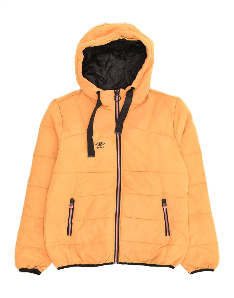 UMBRO Mens Hooded Padded Jacket UK 36 Small Orange Polyester | Vintage Umbro | Thrift | Second-Hand Umbro | Used Clothing | Messina Hembry 