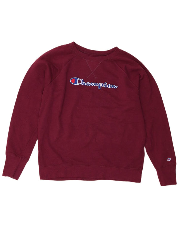 Champion Womens Graphic Sweatshirt Jumper UK 16 Large Burgundy