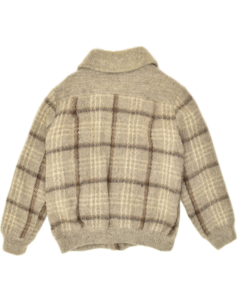 VINTAGE Mens Knit Bomber Jacket UK 14 Medium Grey Plaid Wool | Vintage Vintage | Thrift | Second-Hand Vintage | Used Clothing | Messina Hembry 
