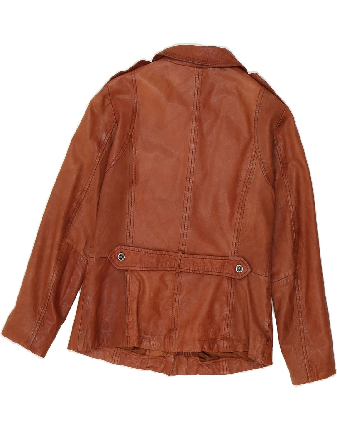 LAKELAND Womens Military Leather Jacket UK 10 Small Brown Leather Vintage Lakeland and Second-Hand Lakeland from Messina Hembry 