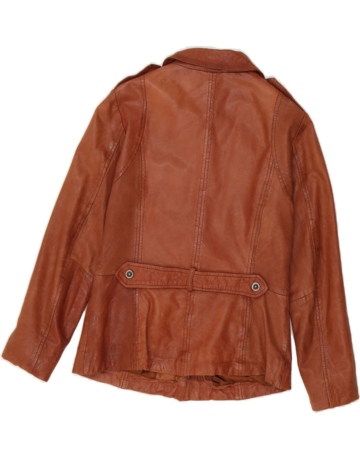 LAKELAND Womens Military Leather Jacket UK 10 Small Brown Leather Vintage Lakeland and Second-Hand Lakeland from Messina Hembry 