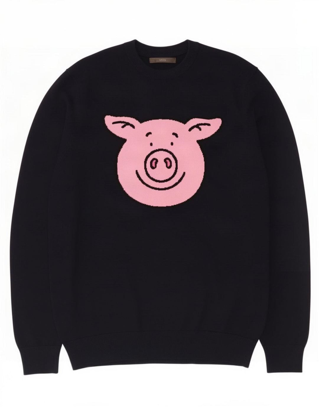 Marks & Spencer Mens Graphic Crew Neck Jumper Sweater Medium Black Cotton