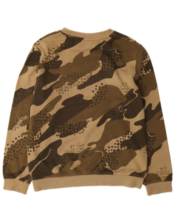 Nike Boys Sweatshirt Jumper 13-14 Years XL Khaki Camouflage Cotton
