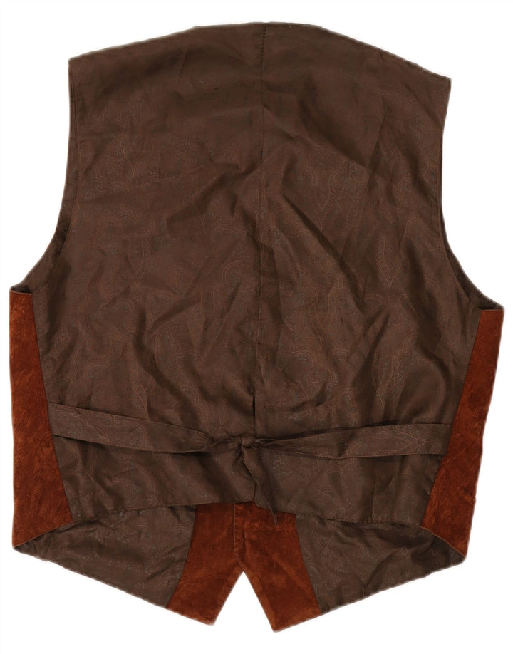 Vintage Mens Suede Waistcoat Large Brown