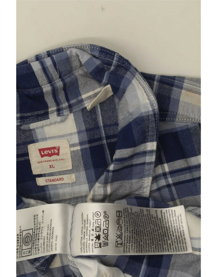 Levi's Mens Standard Flannel Shirt XL Blue Check Cotton
