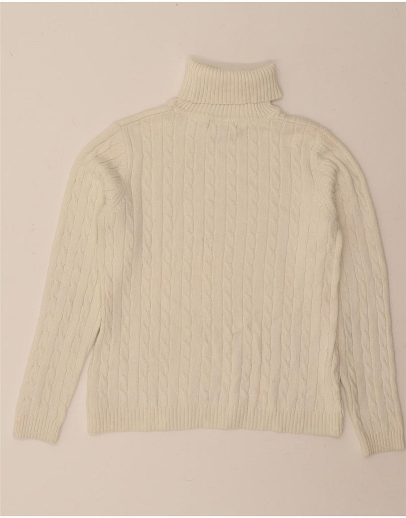 EDDIE BAUER Womens Roll Neck Jumper Sweater UK 14 Medium Off White Cotton Vintage Eddie Bauer and Second-Hand Eddie Bauer from Messina Hembry 