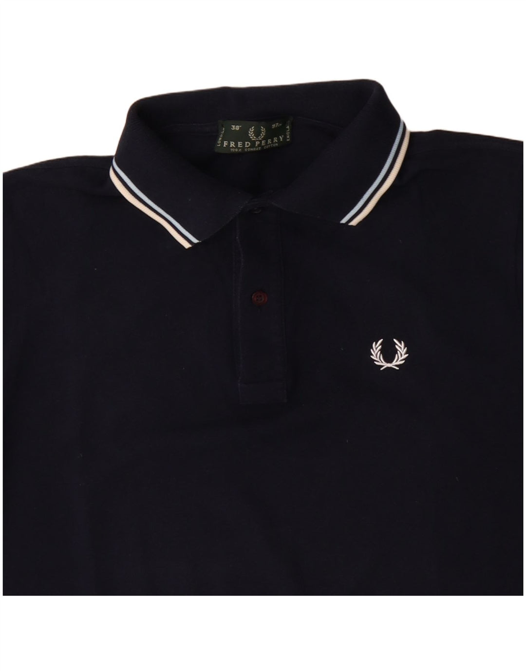 FRED PERRY Mens Polo Shirt Small Navy Blue Cotton