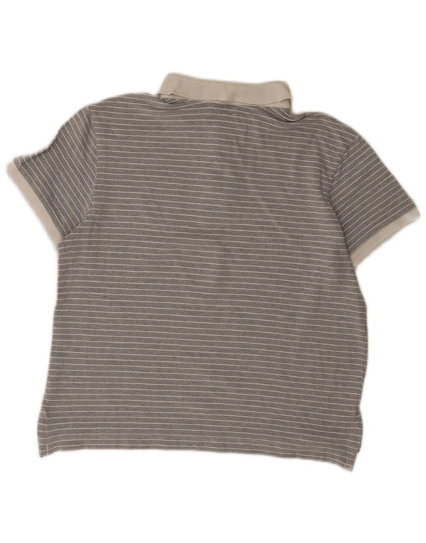 Lotto Womens Polo Shirt UK 14 Large Grey Pinstripe