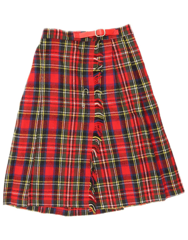 C & A Womens Wrap Skirt W24 XS Red Plaid Acrylic