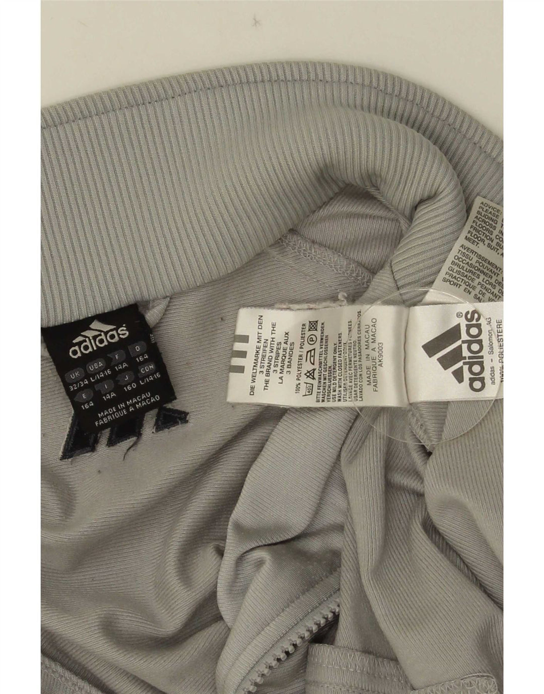 Adidas Boys Tracksuit Top Jacket 13-14 Years Grey Colourblock Polyester