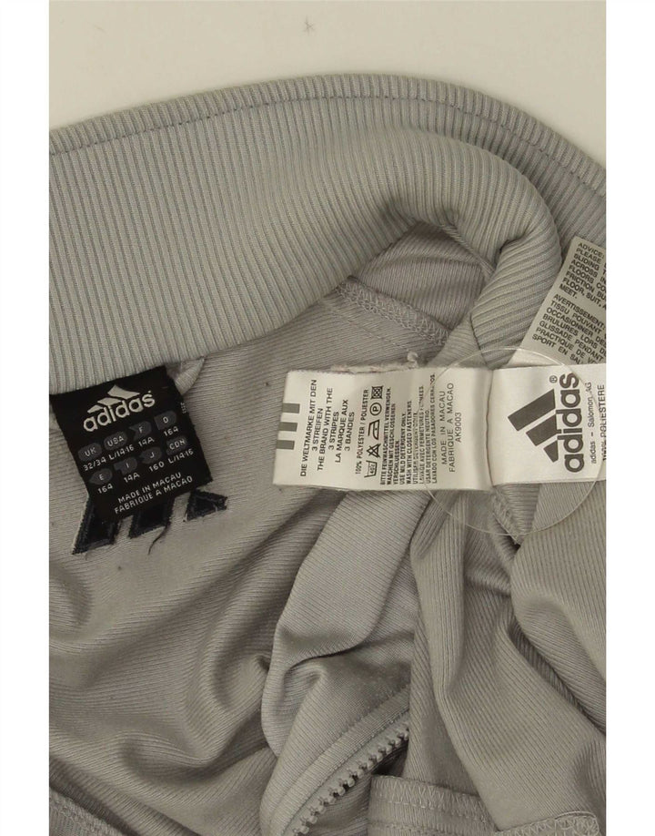 Adidas Boys Tracksuit Top Jacket 13-14 Years Grey Colourblock Polyester