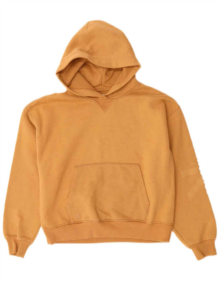 CALVIN KLEIN JEANS Womens Oversized Hoodie Jumper UK 10 Small Beige
