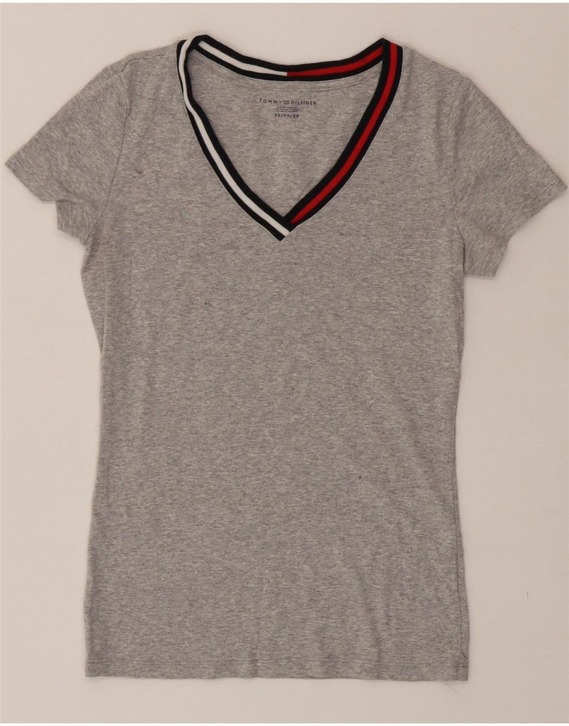 TOMMY HILFIGER Womens T-Shirt Top UK 6 XS Grey Vintage Tommy Hilfiger and Second-Hand Tommy Hilfiger from Messina Hembry 