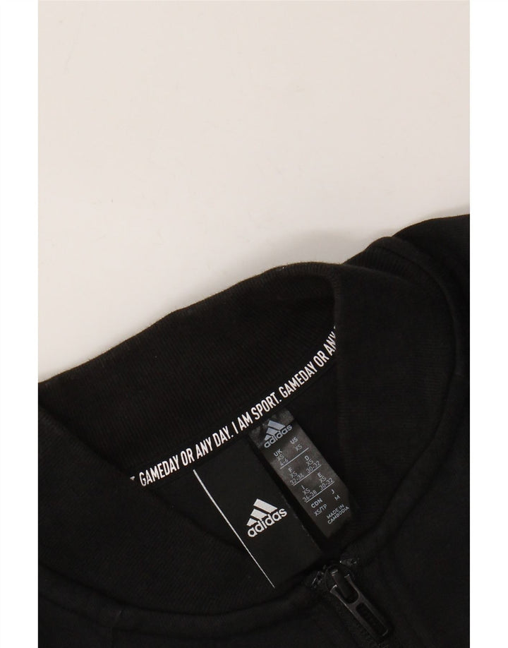 ADIDAS Womens Crop Tracksuit Top Jacket UK 4/6 XS Black