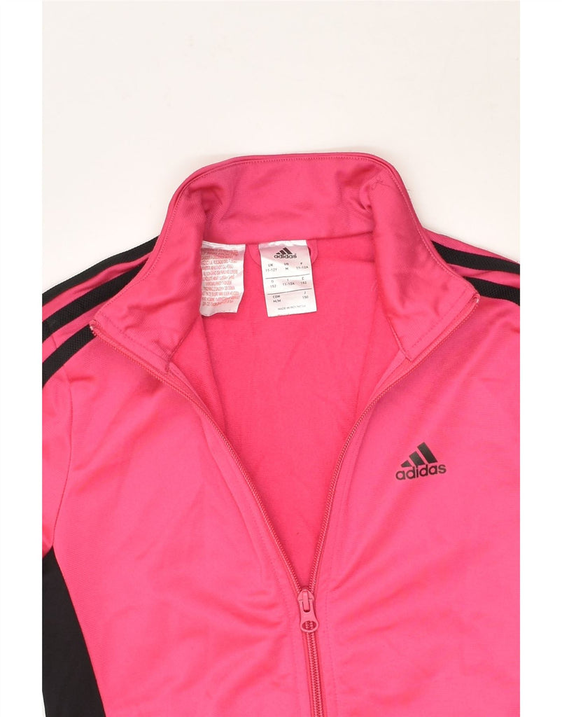 ADIDAS Girls Tracksuit Top Jacket 11-12 Years Pink Polyester | Vintage Adidas | Thrift | Second-Hand Adidas | Used Clothing | Messina Hembry 