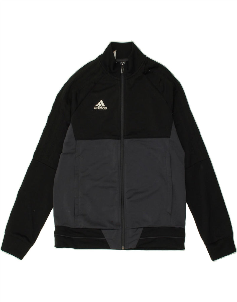 ADIDAS Boys Tracksuit Top Jacket 11-12 Years Black Colourblock Polyester | Vintage Adidas | Thrift | Second-Hand Adidas | Used Clothing | Messina Hembry 