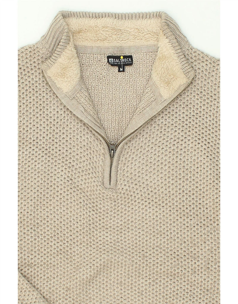 SALTROCK Mens Zip Neck Jumper Sweater Medium Grey Acrylic | Vintage Saltrock | Thrift | Second-Hand Saltrock | Used Clothing | Messina Hembry 