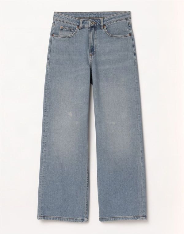 Marks & Spencer Womens Wide Leg Jeans UK 12 Medium W30 L29 Blue Cotton