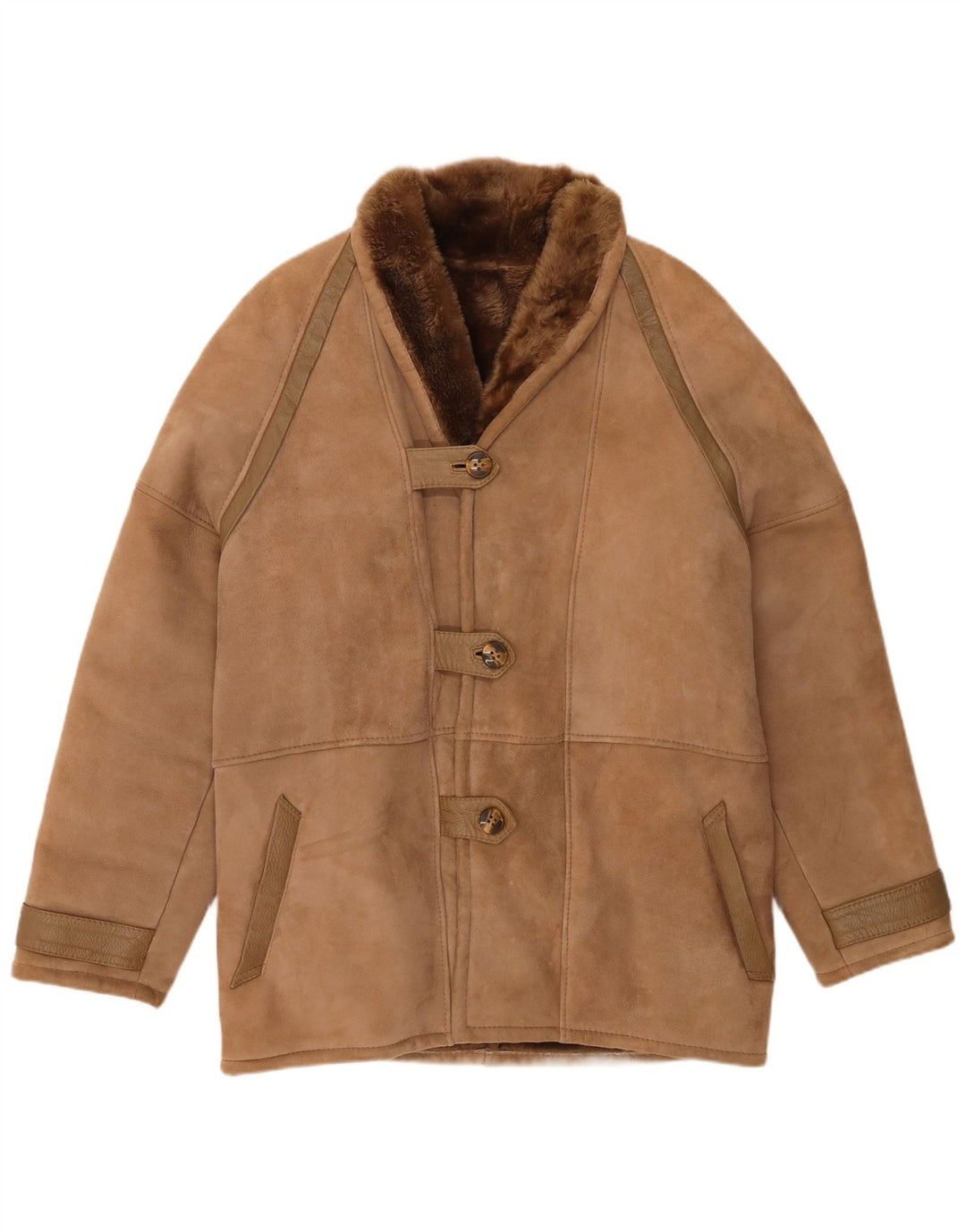 Vintage Womens Shearling Coat IT 48 XL Brown Shearling