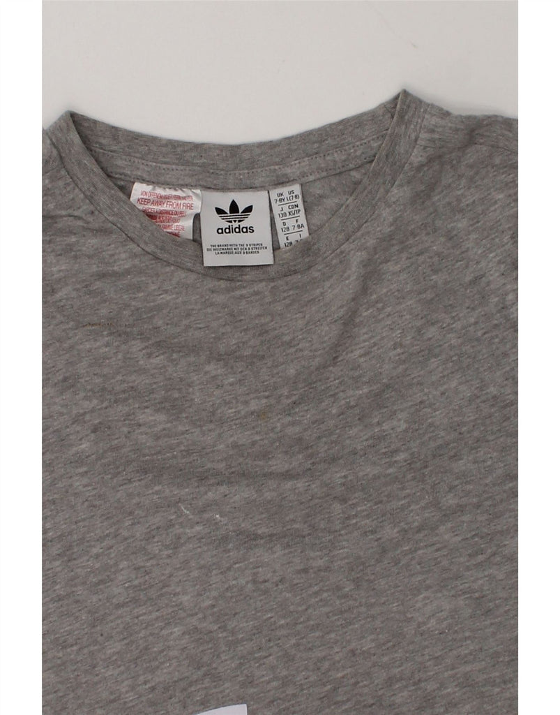 ADIDAS Boys Graphic T-Shirt Top 7-8 Years Grey Cotton | Vintage Adidas | Thrift | Second-Hand Adidas | Used Clothing | Messina Hembry 