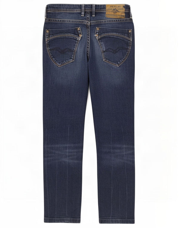 Replay Boys Straight Jeans 13-14 Years W28 L28 Navy Blue Cotton
