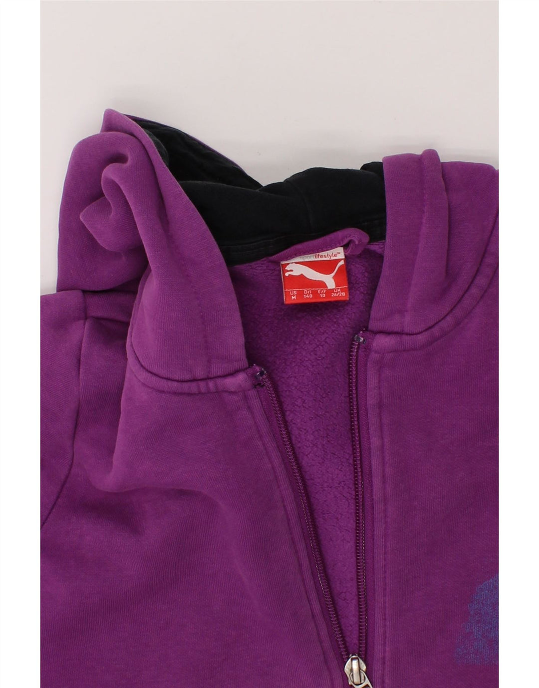 PUMA Boys Graphic Zip Hoodie Sweater 9-10 Years Purple Cotton Vintage Puma and Second-Hand Puma from Messina Hembry 